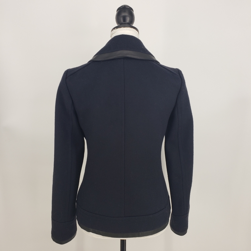 J. Crew Collection Leather Trim Wool Pea Coat - Picture 11 of 12